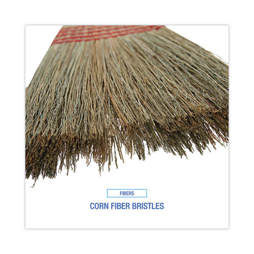 Parlor Broom, Corn Fiber Bristles, 55" Overall Length, Natural
