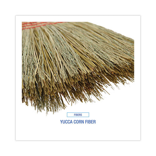 Parlor Broom, Yucca/corn Fiber Bristles, 56" Overall Length, Natural, 12/carton.