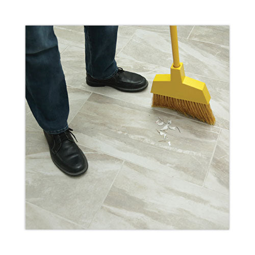 Poly Bristle Angler Broom, 53" Handle, Yellow, 12/carton.