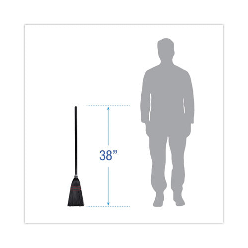 Flag Tipped Poly Lobby Brooms, Flag Tipped Poly Bristles, 38" Overall Length, Natural/black, 12/carton.