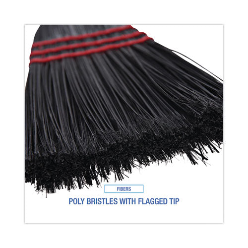 Flag Tipped Poly Lobby Brooms, Flag Tipped Poly Bristles, 38" Overall Length, Natural/black, 12/carton.