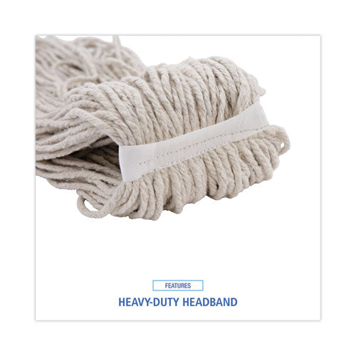 Mop Head, Cotton, Cut-end, White, 4-ply, 32oz, 12/carton.