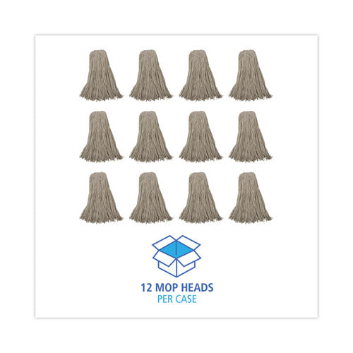 Mop Head, Cotton, Cut-end, White, 4-ply, 32oz, 12/carton.
