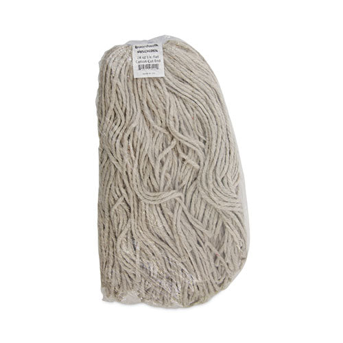 Mop Head, Lie-flat Head, Cotton Fiber, 24 Oz., White, 12/carton.
