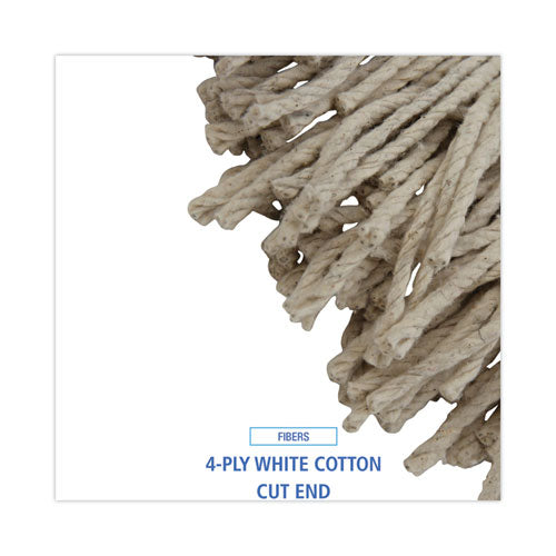 Mop Head, Lie-flat Head, Cotton Fiber, 24 Oz., White, 12/carton.