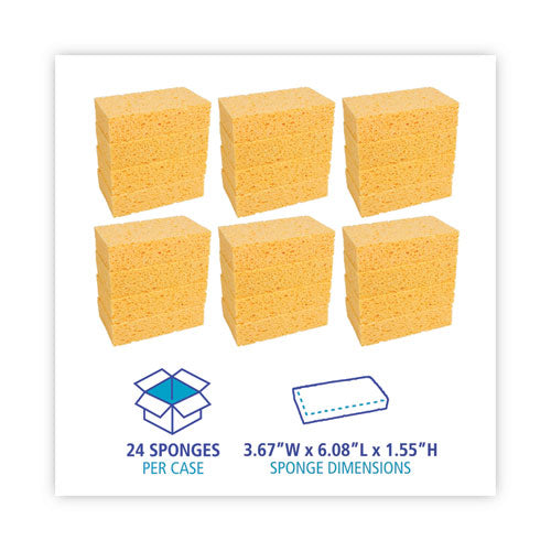 Medium Cellulose Sponge, 3.67 X 6.08, 1.55" Thick, Yellow, 24/carton