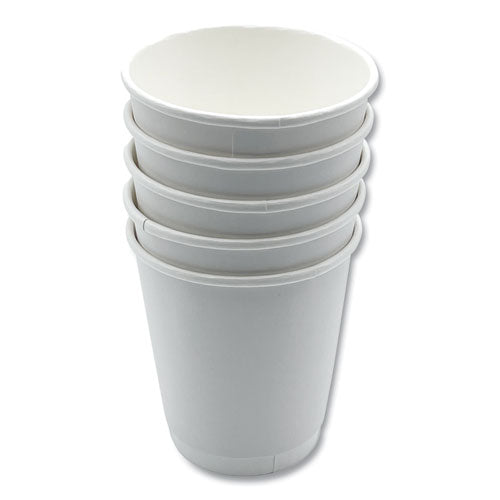Paper Hot Cups, Double-walled, 10 Oz, White, 500/carton