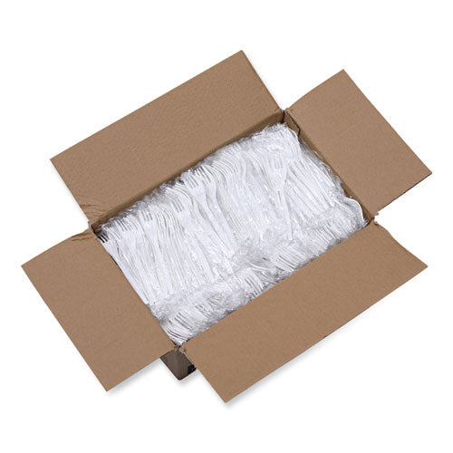 Mediumweight Wrapped Polypropylene Cutlery, Fork, White, 1000/carton.