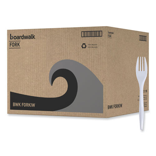 Mediumweight Wrapped Polypropylene Cutlery, Fork, White, 1000/carton.