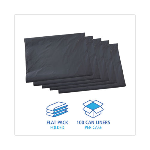 Linear Low Density Industrial Can Liners, 60 Gal,1.3 Mil, 38" X 58", Gray, Flat Pack, 100/carton