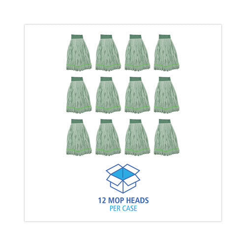 Microfiber Looped-end Wet Mop Head, Large, Green, 12/carton.