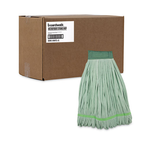 Microfiber Looped-end Wet Mop Head, Large, Green, 12/carton.