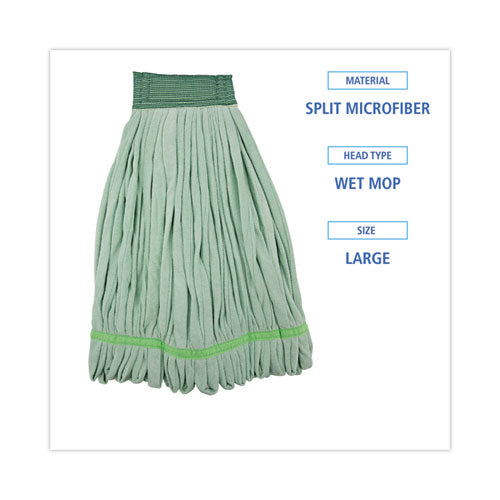 Microfiber Looped-end Wet Mop Head, Large, Green, 12/carton.