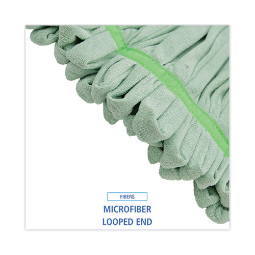 Microfiber Looped-end Wet Mop Head, Large, Green, 12/carton.
