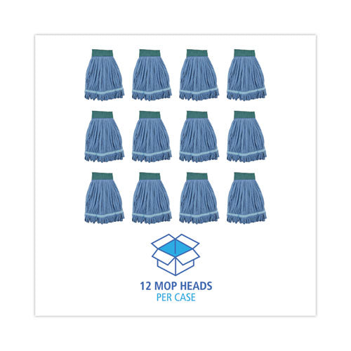 Microfiber Looped-end Wet Mop Heads, Medium, Blue, 12/carton, 12/carton..