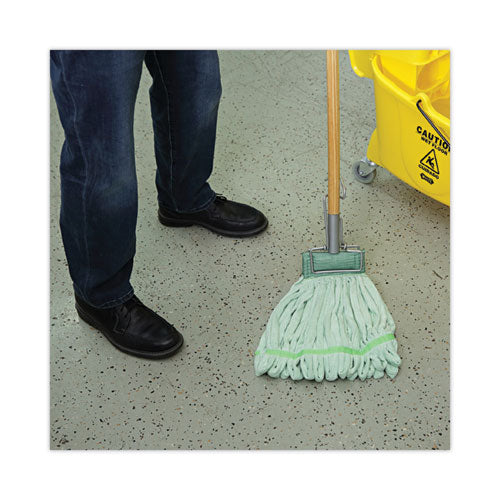Microfiber Looped-end Wet Mop Heads, Medium, Green, 12/carton.