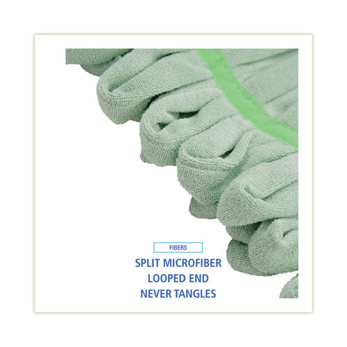 Microfiber Looped-end Wet Mop Heads, Medium, Green, 12/carton.