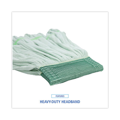 Microfiber Looped-end Wet Mop Head, Medium, Green.