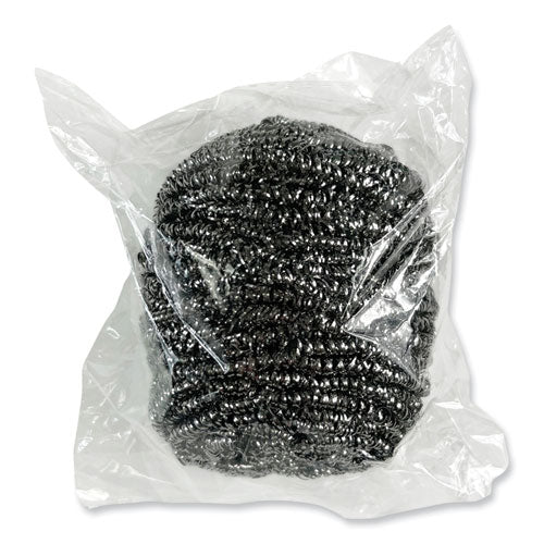 Stainless Steel Scrubber, 3.93 X 1.96, Silver, 72/carton.