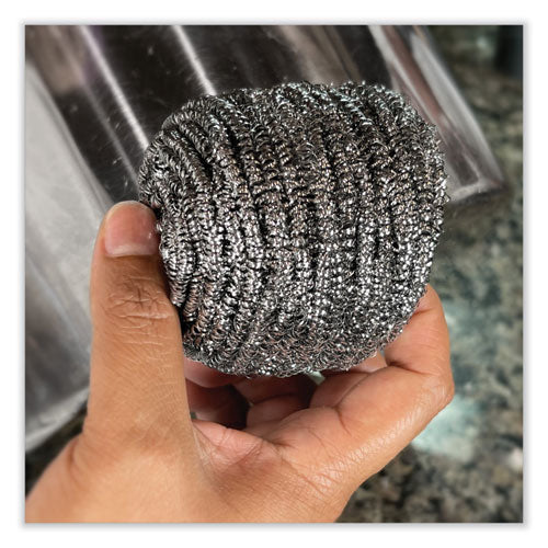 Stainless Steel Scrubber, 3.93 X 1.96, Silver, 72/carton.