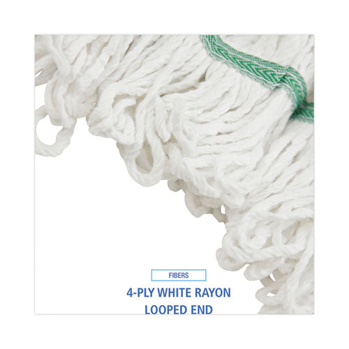 Loop End Rayon Mop Head, Rayon, Medium, 14 Oz, White, Dozen.