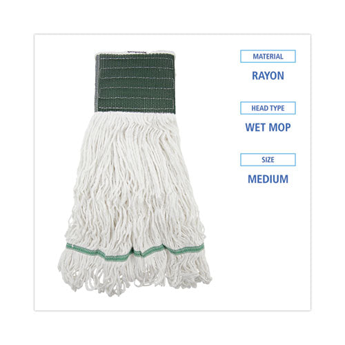 Loop End Rayon Mop Head, Rayon, Medium, 14 Oz, White, Dozen.