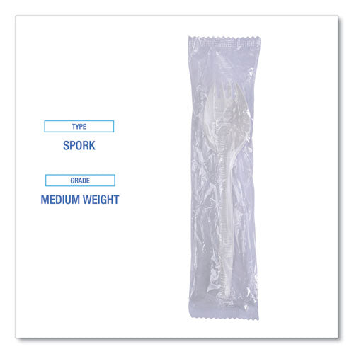 Mediumweight Wrapped Polypropylene Cutlery, Spork, White, 1,000/carton.