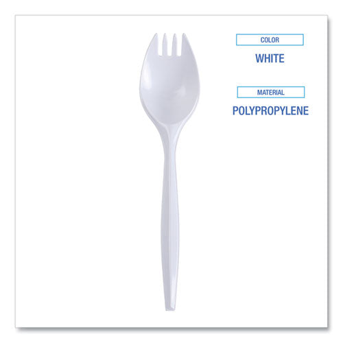 Mediumweight Wrapped Polypropylene Cutlery, Spork, White, 1,000/carton.