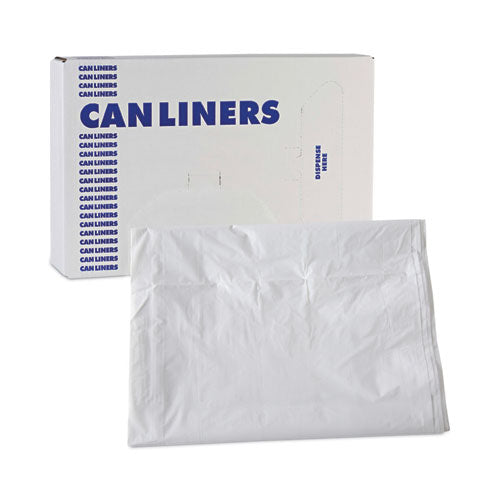 Linear Low Density Industrial Can Liners, 60 Gal, 0.9 Mil, 38" X 58", White, Flat Pack, 100/carton.