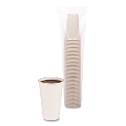Paper Hot Cups, 16 Oz, White, 20 Cups/sleeve, 50 Sleeves/carton