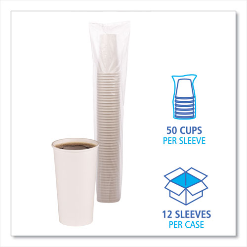 Paper Hot Cups, 20 Oz, White, 12 Cups/sleeve, 50 Sleeves/carton
