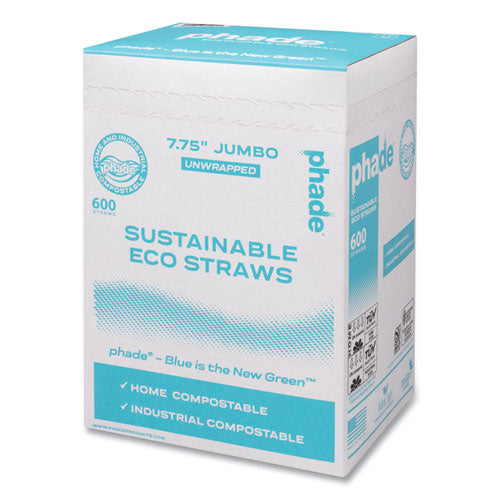 Marine Biodegradable Straws, 7.75", Ocean Blue, 6,000/carton.