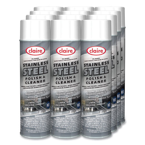 Stainless Steel Polish And Cleaner, Lemon Scent, 15 Oz Aerosol Spray, Dozen