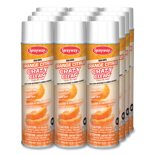 Orange Citrus Crazy Clean, Orange Scent, 19 Oz Aerosol Spray, Dozen.