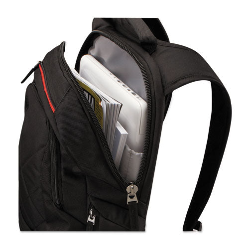 Diamond Backpack, Fits Devices Up To 14.1", Polyester, 6.3 X 13.4 X 17.3, Black.