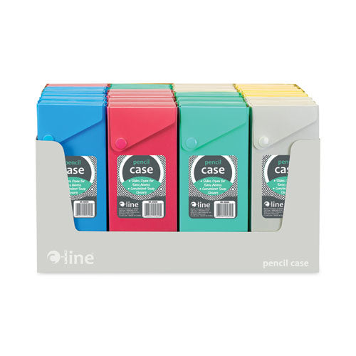 Slider Pencil Case,11.43 X 9.5 X 0.6, Sandy Gray, Seafoam Green,Seaside Blue, Sunset Red, Sunny Yellow, 24/carton