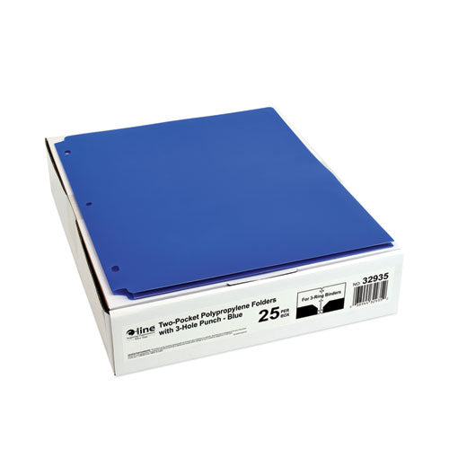 Two-pocket Heavyweight Poly Portfolio Folder, 3-hole Punch,11 X 8.5, Blue, 25/box
