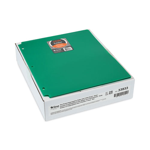 Two-pocket Heavyweight Poly Portfolio Folder, 3-hole Punch, 11 X 8.5, Green, 25/box.