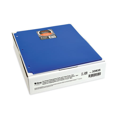 Two-pocket Heavyweight Poly Portfolio Folder, 3-hole Punch, 11 X 8.5, Blue, 25 /box