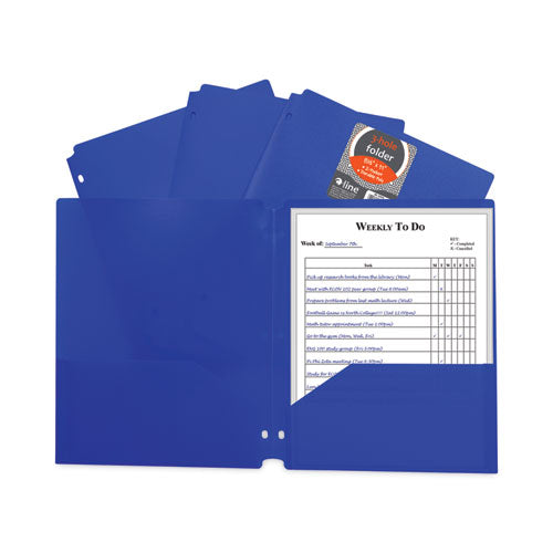 Two-pocket Heavyweight Poly Portfolio Folder, 3-hole Punch, 11 X 8.5, Blue, 25 /box