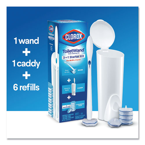 Toiletwand Disposable Toilet Cleaning System: Handle, Caddy And Refills, White, 6/carton.