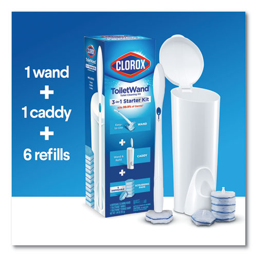 Toiletwand Disposable Toilet Cleaning System: Handle, Caddy And Refills, White.