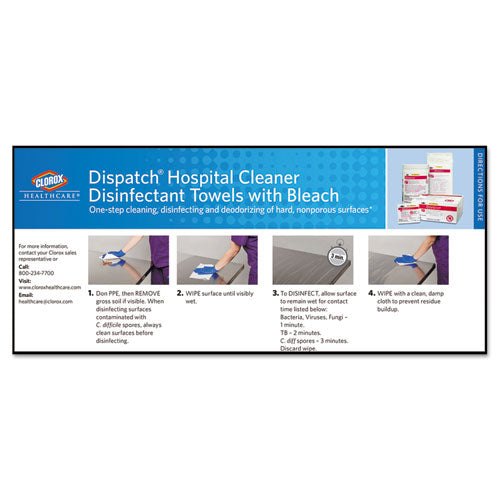 Dispatch Cleaner Disinfectant Towels, 1-ply, 6.75 X 8, Unscented, White, 150/canister.