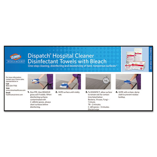 Dispatch Cleaner Disinfectant Towels, 1-ply, 6.75 X 8, Unscented, White, 150/canister