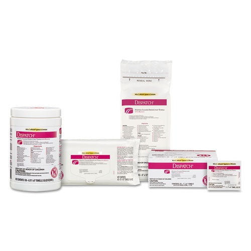 Dispatch Cleaner Disinfectant Towels, 1-ply, 6.75 X 8, Unscented, White, 150/canister, 8 Canisters/carton.