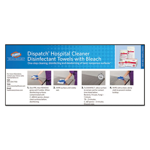 Dispatch Cleaner Disinfectant Towels, 1-ply, 6.75 X 8, Unscented, White, 150/canister, 8 Canisters/carton.