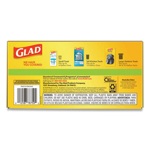 Odorshield Tall Kitchen Drawstring Bags, 13 Gal, Gain Original Scent, 24" X 27.38", White, 80/box.