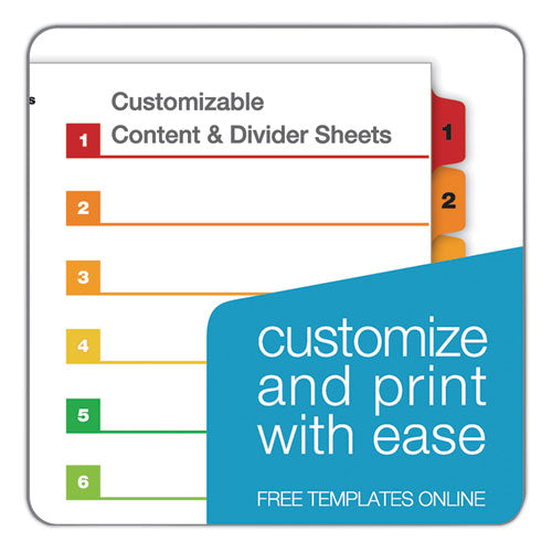 Onestep Printable Table Of Contents And Dividers, 8-tab, 1 To 8, 11 X 8.5, White, 6 Sets