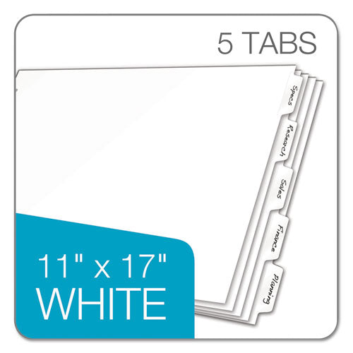 Write 'n Erase Tabloid Index Dividers, 5-tab, 11 X 17, White, 1 Set.