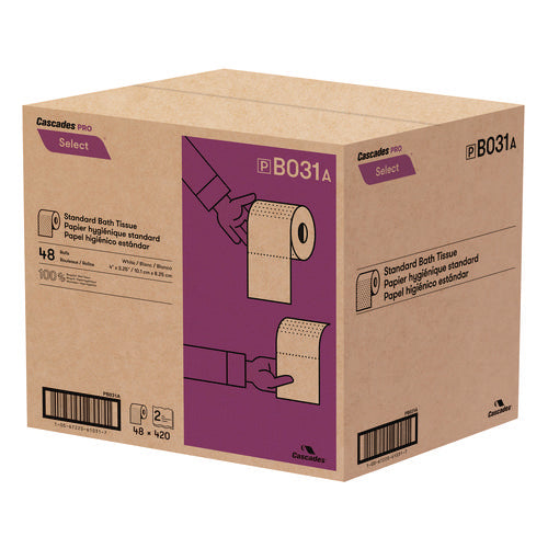 Select Standard Bath Tissue, 2-ply, White, 4 X 3.25, 420 Sheets/roll, 48 Rolls/carton.